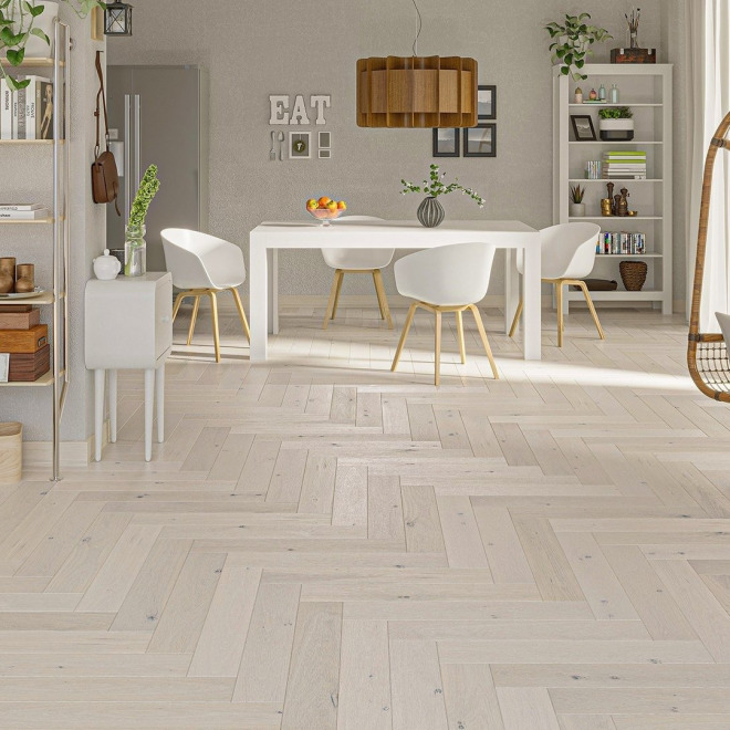 Паркет ёлка Barlinek Английская ёлка Дуб Cappuccino Дуб Cappuccino 14х110х660 - фото 2