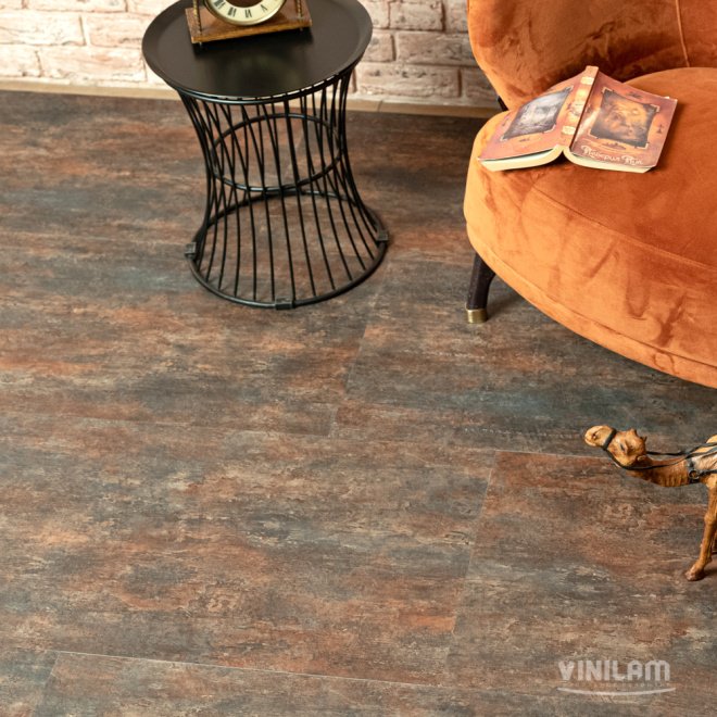 Кварц виниловый ламинат Vinilam Ceramo Stone Glue 71617 Керамическая Сталь клеевой - фото 1