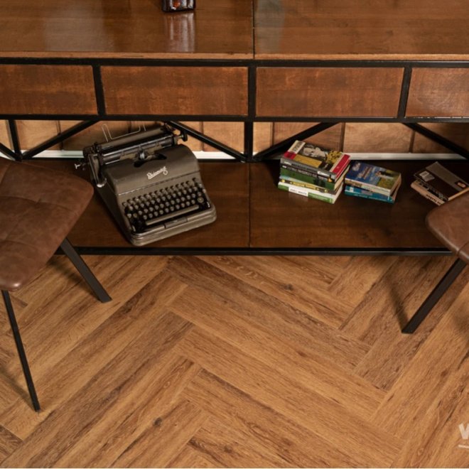 Кварц виниловый ламинат Vinilam Parquet Herringbone IS11210 Паркет Де Вилль - фото 4