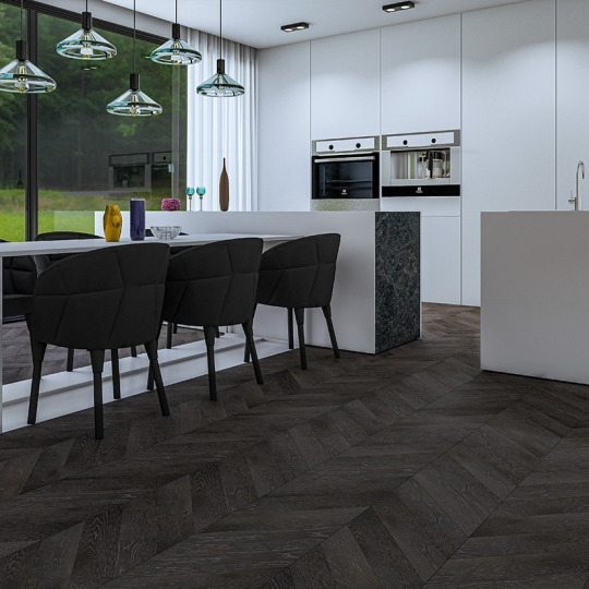 Паркет ёлка Gran Parte Французская ёлка 024 Антрацит Антрацит 15х150х460 - фото 3