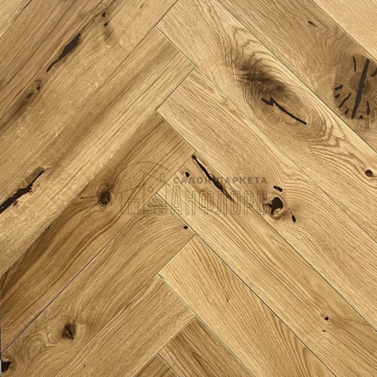 Паркет ёлка Golden Wood Дуб Шабли Дуб Шабли 14х100х600 Рустик - фото 2
