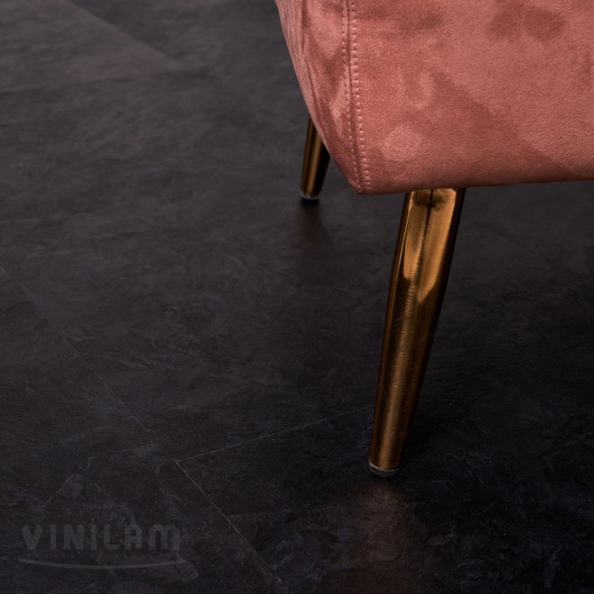 Кварц виниловый ламинат Vinilam Ceramo Stone Glue 61607 Сланцевый Черный клеевой - фото 1