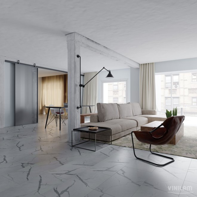 Кварц виниловый ламинат Vinilam Ceramo Stone 87999 Греческий Мрамор - фото 3