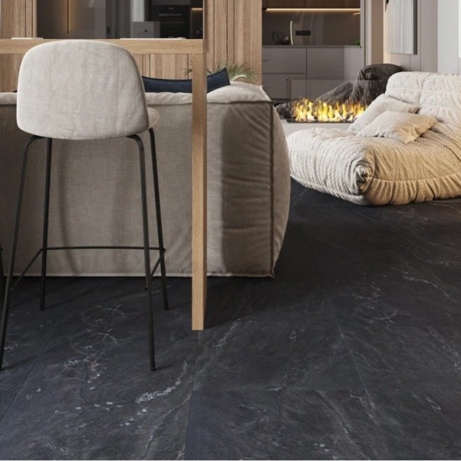 Кварц виниловый ламинат Vinilam Ceramo Stone 91910 Неаполитанский Черный
 - фото 6