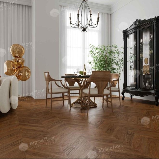 Кварц виниловый ламинат Alpine Floor Chevron Alpine ECO 18-22 MC Орех Нойер

5 мм - фото 2