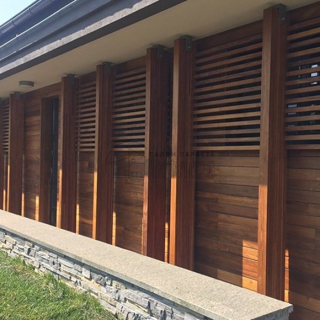 Террасная доска  Тик фасадная 125 см Тик фасадная 125 см 19х125х2000-2500 - фото 1