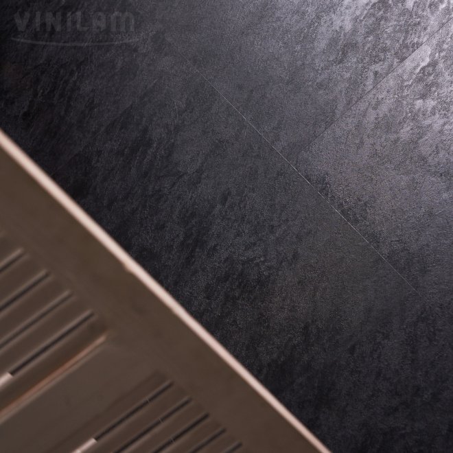 Кварц виниловый ламинат Vinilam Ceramo Stone Glue 61607 Сланцевый Черный клеевой - фото 4