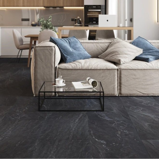 Кварц виниловый ламинат Vinilam Ceramo Stone 91910 Неаполитанский Черный
 - фото 3