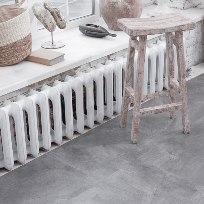 Кварц виниловый ламинат Vinilam Ceramo Stone Glue 61602 Серый Бетон клеевой - фото 1