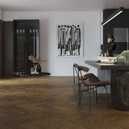 Кварц виниловый ламинат Quartz Parquet Английская ёлка 33-413 Дуб Брауни - Фото 3