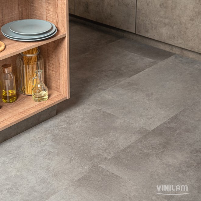 Кварц виниловый ламинат Vinilam Ceramo Stone 71610 Цемент Cтальной - фото 3