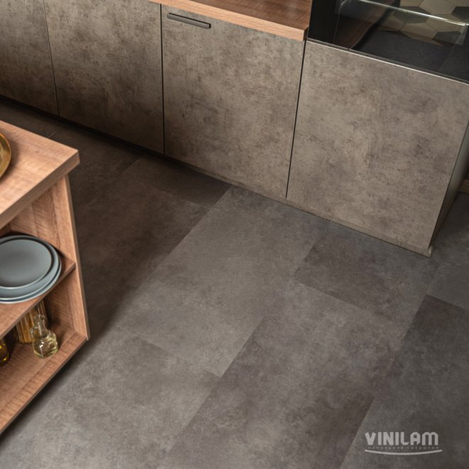 Кварц виниловый ламинат Vinilam Ceramo Stone 71610 Цемент Cтальной - фото 1