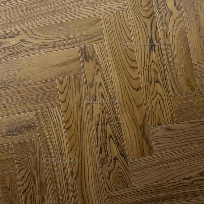 Паркет ёлка Greenline  711 Дуб Брайт 711 Дуб Брайт 12х127х600 - фото 1