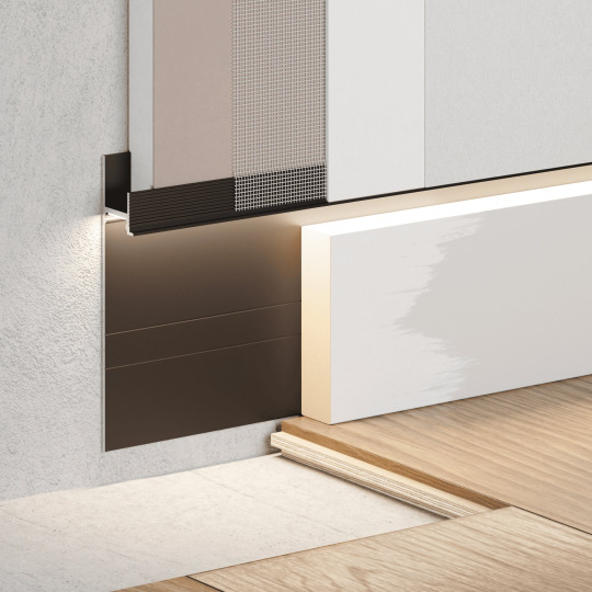 Плинтус Ликорн Скрытый С-02.2.1 под свет с грунтованной вставкой под покраску - фото 4