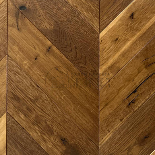 Паркет ёлка Hajnowka DUO Collection Tabaco французская Tabaco французская 15x125x600 Рустик - фото 2