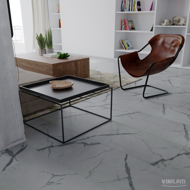 Кварц виниловый ламинат Vinilam Ceramo Stone 87999 Греческий Мрамор - фото 2