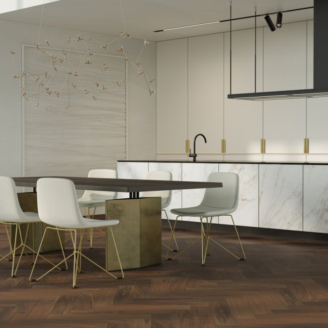 Кварц виниловый ламинат Quartz Parquet Английская ёлка 33-400-29 Орех Американский - фото 2