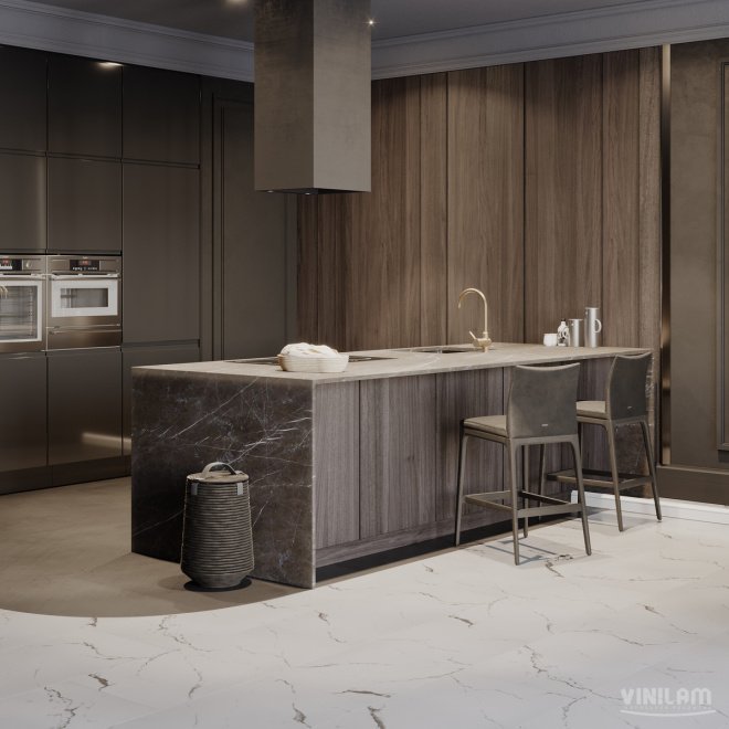 Кварц виниловый ламинат Vinilam Ceramo Stone 83444 Итальянский Мрамор - фото 2