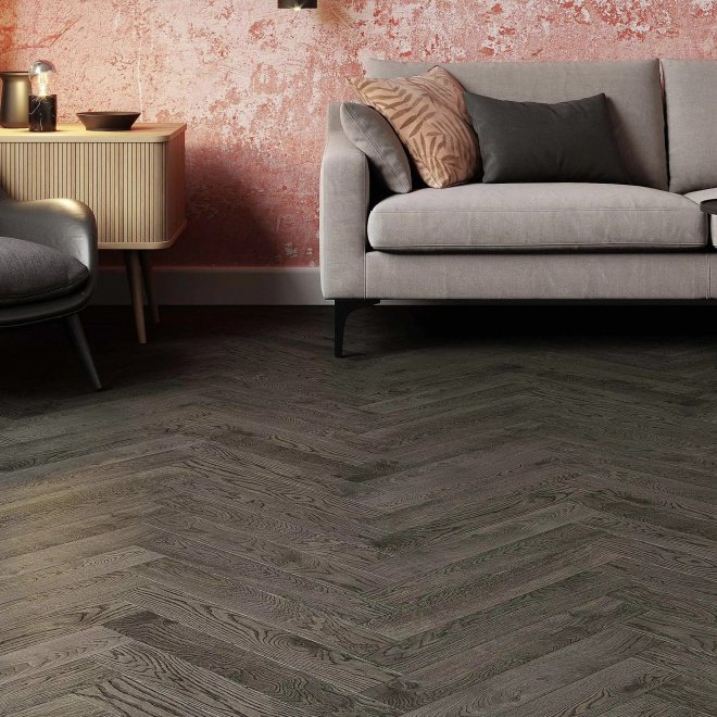 Паркет ёлка Esta Parket Herringbone 14032 Oak HB AB Lava Grey

BC 
Лак УФ
14 мм - фото 2