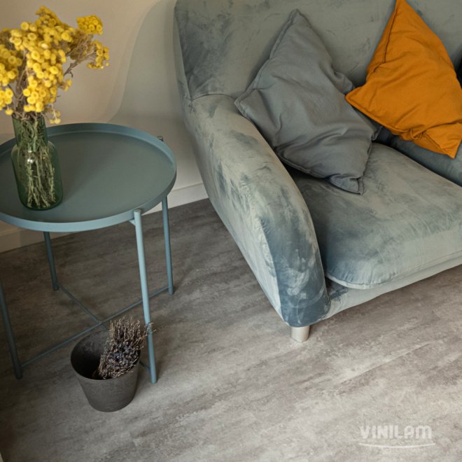 Кварц виниловый ламинат Vinilam Ceramo Stone 71614 Цемент Светлый - фото 2