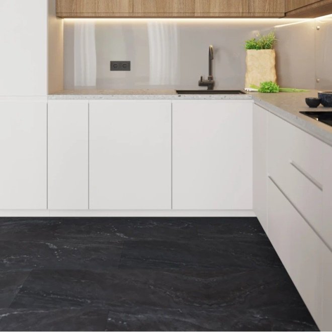 Кварц виниловый ламинат Vinilam Ceramo Stone 91910 Неаполитанский Черный
 - фото 7