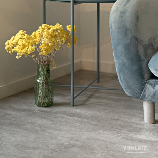 Кварц виниловый ламинат Vinilam Ceramo Stone 71614 Цемент Светлый - фото 3