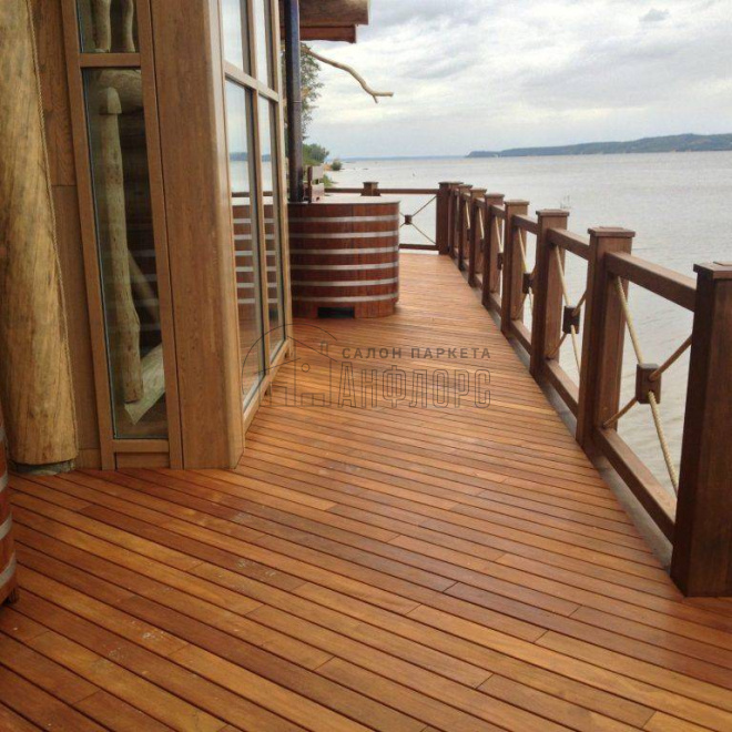 Террасная доска  Тик 145 см Тик террасная 145 см 19х145х2000-2500 - фото 1