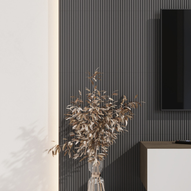 Стеновые панели Ликорн Полосы Графит - фото 1