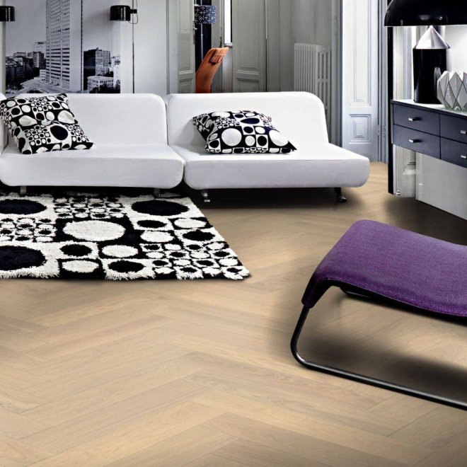 Паркетная доска Kahrs Дуб AB под белым маслом - Oak AB white oiled HB 
Calm 
Масло УФ
11 мм - фото 2