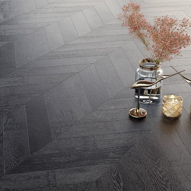 Паркет ёлка Gran Parte Французская ёлка 024 Антрацит Антрацит 15х150х460 - фото 2