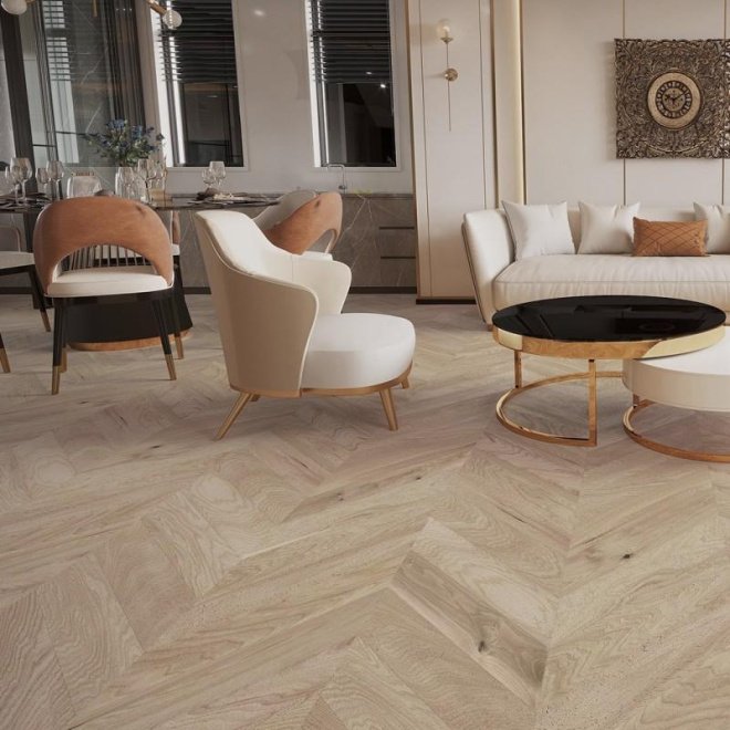 Паркет ёлка Barlinek Шеврон Дуб Bianco - фото 2