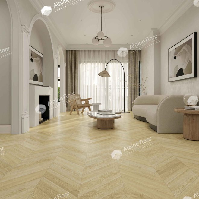 Кварц виниловый ламинат Alpine Floor Chevron Alpine LVT ECO 20-2 Дуб Ваниль Селект

2.5 мм - фото 2