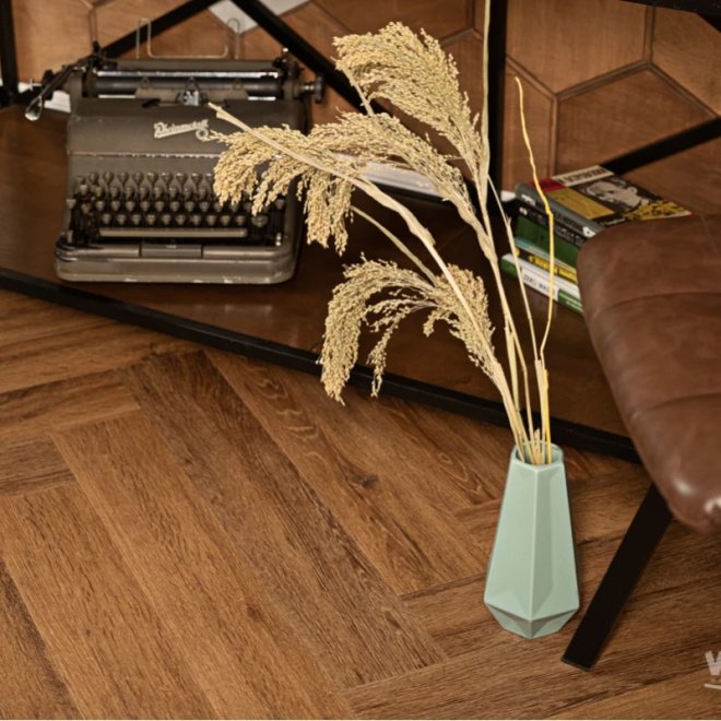 Кварц виниловый ламинат Vinilam Parquet Herringbone IS11210 Паркет Де Вилль - фото 2